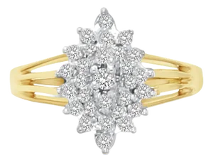 Diamond Cluster Ring .25cttw 14K Yellow Gold, Size 7