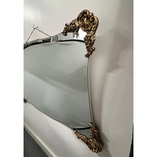 Mid-Century Italian Baroque Revival Wall Mirror With Gilded Rocaille Corners For Sale In New York - Image 6 of 10