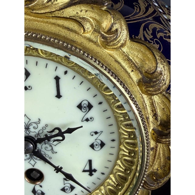 Antique French Cobalt Blue Porcelain Vase Clock with Gilt Bronze Mounts, 1890s For Sale - Image 10 of 18