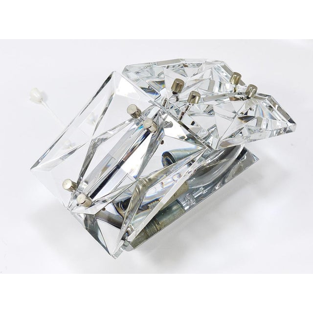 Facetted Crystal & Chrome Sconces / Prism Glass Wall Lights attributed to Kinkeldey, 1970s, Set of 2 For Sale - Image 6 of 18