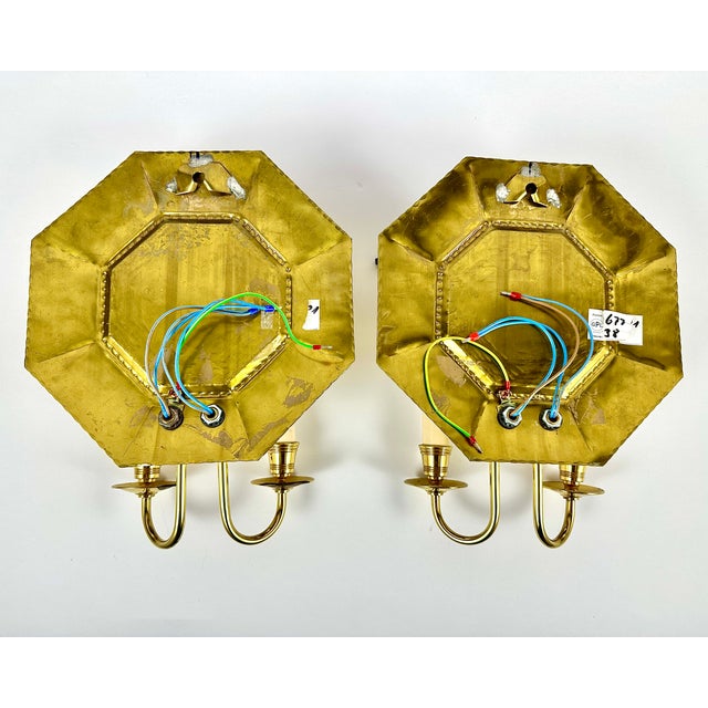 Gilt Brass and Porcelain Wall Lamps, Set of 2 For Sale - Image 9 of 10