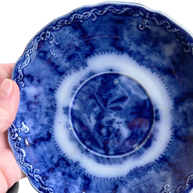 Petite Flow Blue Transferware Plate, New Wharf Pottery England, 19th Century For Sale - Image 4 of 6