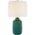 Visual Comfort Kate Spade New York for Visual Comfort Signature Braylen Medium Ribbed Table Lamp in Emerald Green Crackle with Linen Shade For Sale - Image 4 of 6