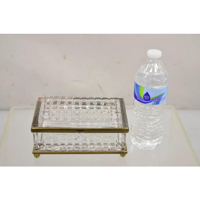 Early 20th Century Antique French Crystal Lead Glass Bronze Mounted Vanity Jewelry Box Casket For Sale - Image 12 of 12