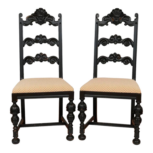 William & Mary Ladderback Chairs - a Pair For Sale