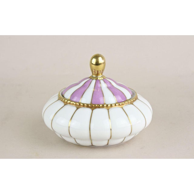 Fantastic looking 20th century Art Nouveau porcelain box with lid from the 1920s in Bohemia. This lovely box was artfully...