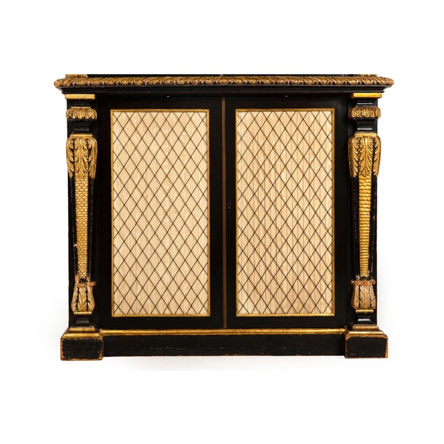 Regency Period Black and Gilt Painted Bookcase Cabinet, 19th Century For Sale - Image 13 of 18
