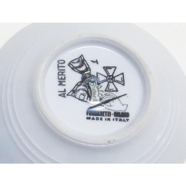1960's Fornasetti Art/Design on Richard Ginori Fine Porcelain - Al Merito Cup and Saucer For Sale - Image 9 of 12
