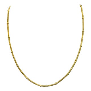 Vintage 18 Karat Yellow Gold 5.4 Gm Ball Station chain Necklace, Italian 15.5" For Sale
