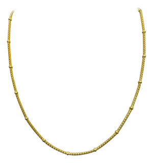Vintage 18 Karat Yellow Gold 5.4 Gm Ball Station chain Necklace, Italian 15.5"