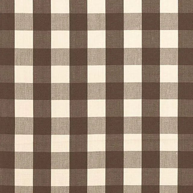 Schumacher Camden Cotton Check Fabric in Java For Sale