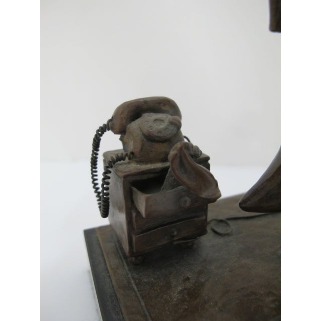 Sergio Bustamante Mexico Bronze Sculpture Moon in Love Waiting on Phone Call For Sale - Image 9 of 11