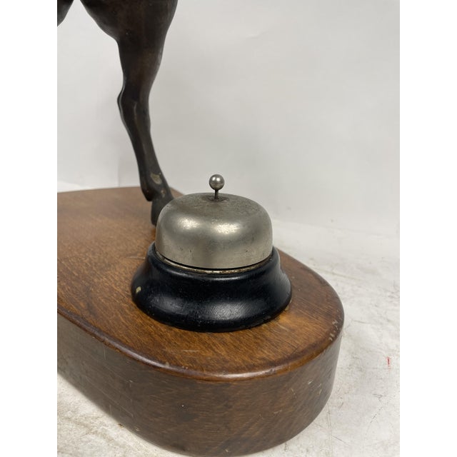 Bronze Horse Sculpture with Walnut Base and Reception Bell, 1940s For Sale - Image 14 of 18