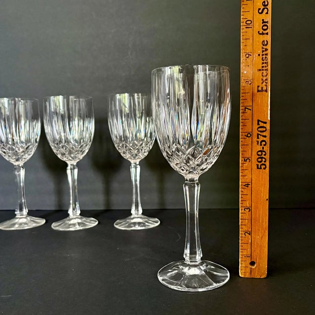 Vintage Gorham Regalta Cut Diamond, Faceted Stem Crystal Goblets, Set of 6 For Sale - Image 10 of 10