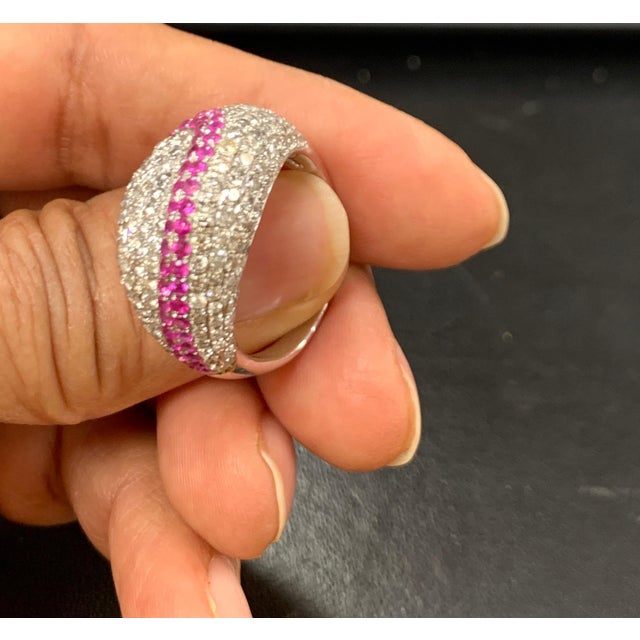 2000 - 2009 1 Carat Pink Sapphire and 4 Carat Diamond 18 Karat White Gold Ring, Estate For Sale - Image 5 of 18