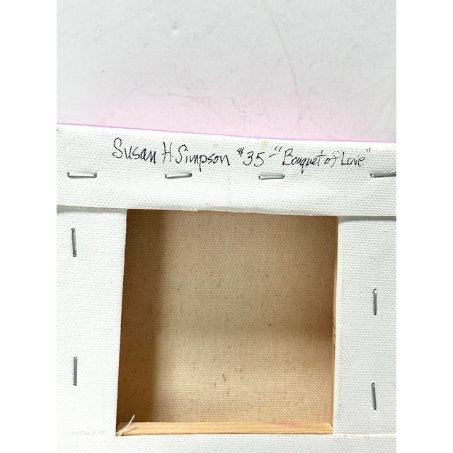 Red Vintage Mini Floral Still Life Painting on Canvas – Bright Poppy Flowers, Pink Cottagecore Wall Art, Signed For Sale - Image 8 of 8