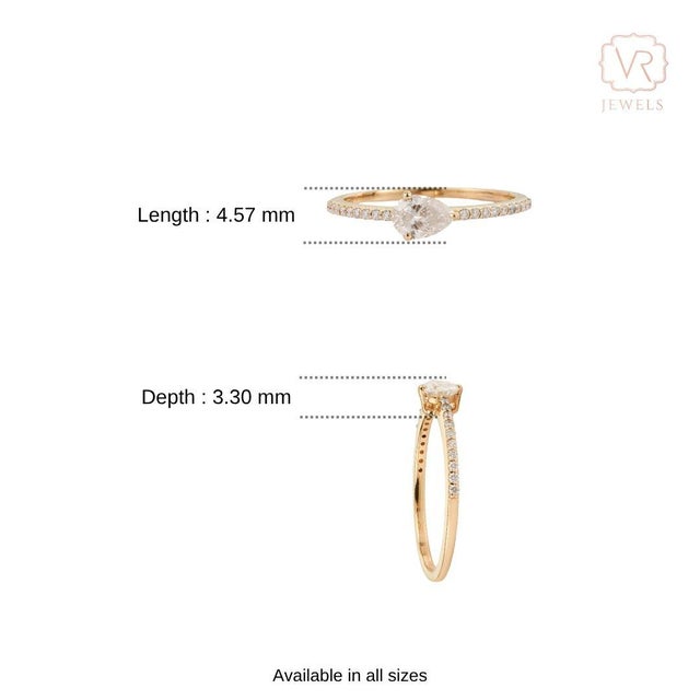 Pear-Shaped Natural Diamond Engagement Ring Size 8 in 14k Yellow Gold For Sale - Image 11 of 17