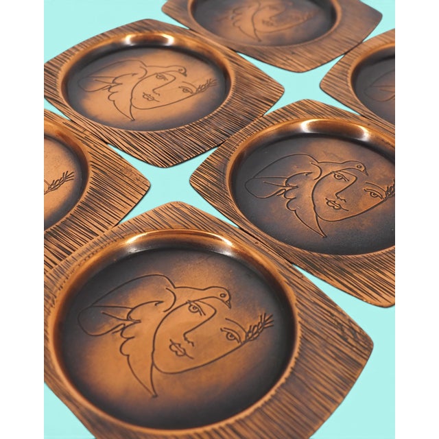Copper Vintage Polish Coasters, 1970s, Set of 6 For Sale - Image 8 of 10