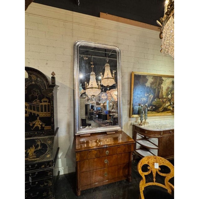 Wood Large Scale Silver Louis Philippe Mirrors With X Pattern For Sale - Image 7 of 7