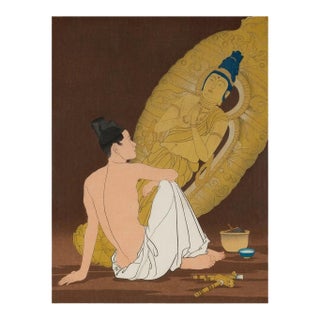Framed Rare Japanese Woodblock Print Le Genie Sans Nom by Paul Jacoulet For Sale