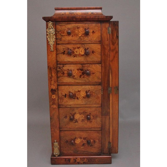 Antique Wellington Chest in Walnut and Marquetry, 1860 For Sale - Image 15 of 17