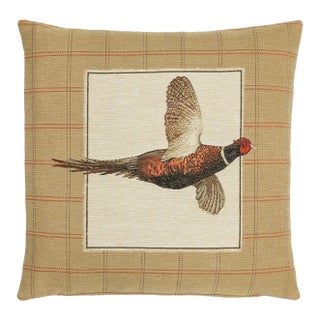 Pheasant in Flight Tapestry Cushion With Feather Filler - 46x46cm (18"x18") For Sale