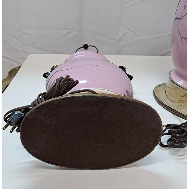 Pair of 19th Century French Porcelain Hand Painted & Gilded Scenic Table Lamps 12"W x 6.5"D x 34.75"H