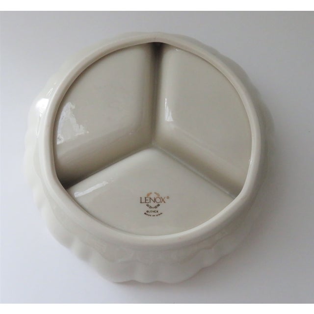 Late 20th Century Late 20th Century Lenox Symphony Divided Dish Cream Porcelain With 24k Gold Trim For Sale - Image 5 of 8