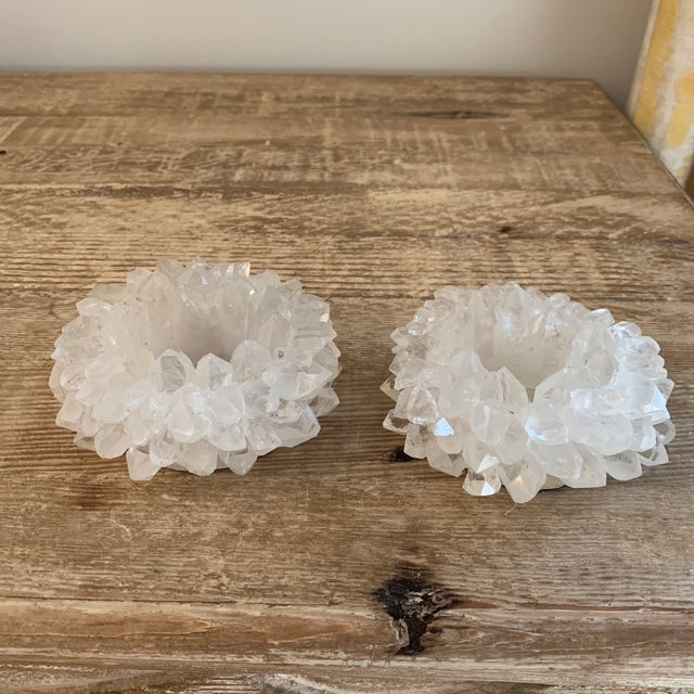 Brazilian Rock Crystal Quartz 4” Votive Candle Holders a Pair Chairish