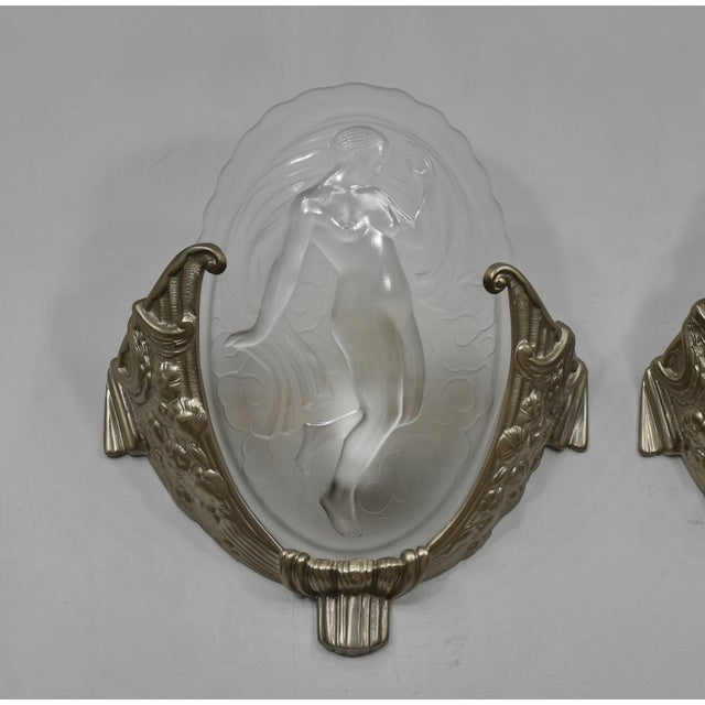 Muller Frères A Pair of French Art Deco Wall Sconces by Cherrier & Muller Freres 1930 France For Sale - Image 4 of 12