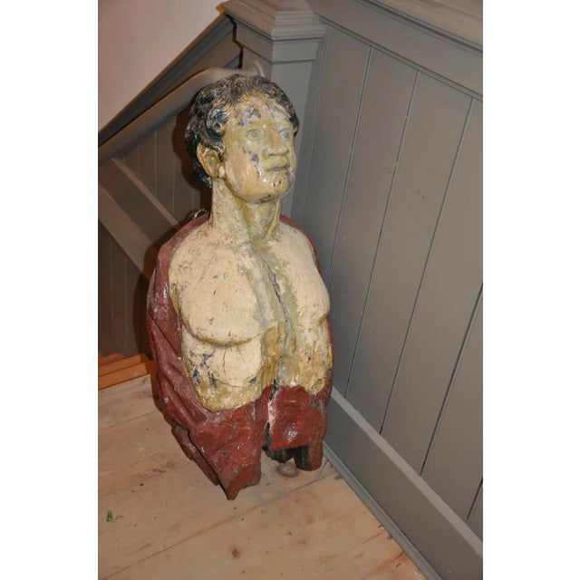 Tan Carved 19th Century English Ship's Figurehead of a Classical Male For Sale - Image 8 of 10