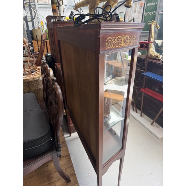 1990s Mahogany Brass Inlaid Display Cabinet, 1990s For Sale - Image 5 of 6