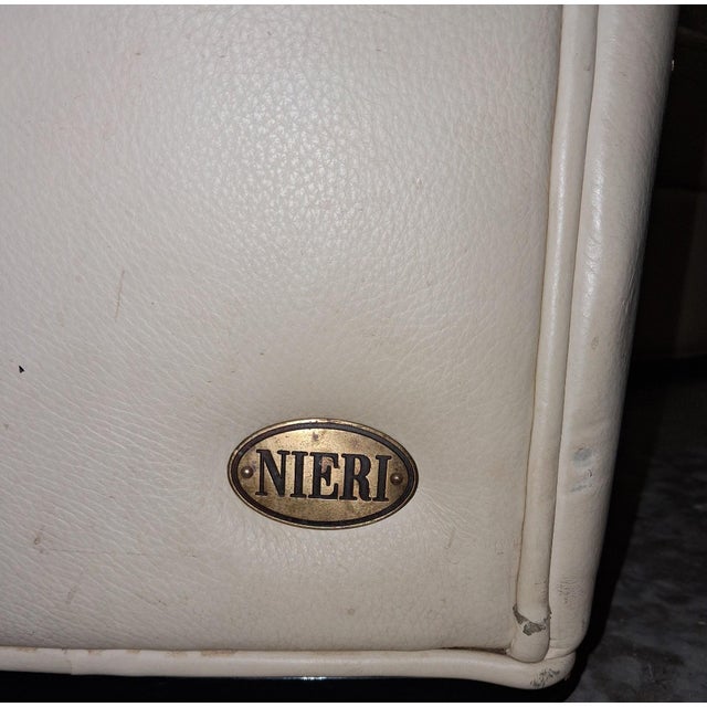 Corner Sofa in Cream Leather with Ottoman, 1970s For Sale - Image 6 of 7