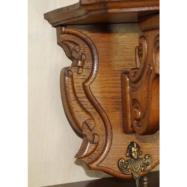 Antique Dutch Heavily Carved Oak Wall Rack Hanger For Sale - Image 10 of 13