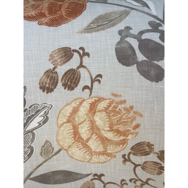 Wood Hickory Chair Floral Coral Taupe Wingback Accent Chair For Sale - Image 7 of 7