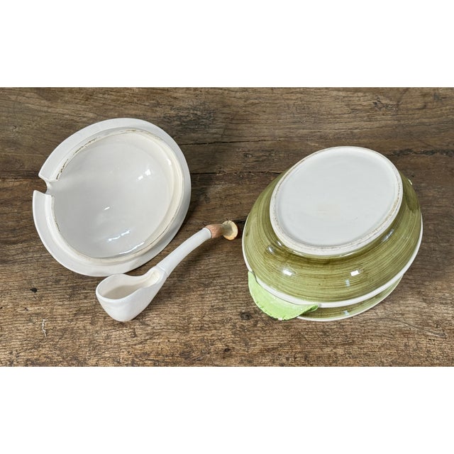 Vintage Italian Ceramic Mushroom Soup Tureen With Ladle and Lid For Sale - Image 10 of 10