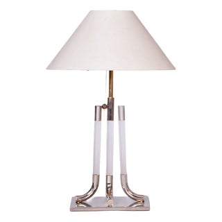 Mid-Century Table Lamp in Chrome-Plated Steel and Glass, Italy, 1970s For Sale