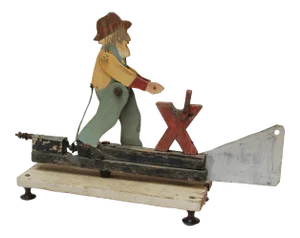 Early 20th Century Americana Folk Art Woodsman / Lumberjack Whirligig