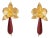 Orchid Flame Red Agate Gold Earrings, A Pair For Sale