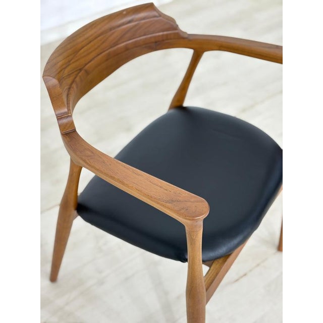 Danish Armchair in Leatherette and Wood For Sale - Image 4 of 10