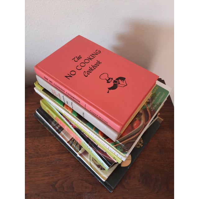 Boho Chic Vintage Cookbook Stack Peach Green Lime Retro Kitchen Book For Sale - Image 3 of 4