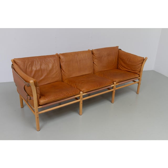 1970s Three-Seater Ilona Safari Sofa in Leather by Arne Norell, Sweden, 1970s For Sale - Image 5 of 18