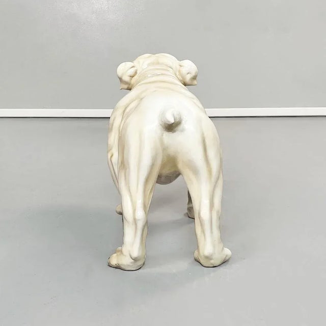 Italian Modern Beige & Black Ceramic Sculpture of Standing Bulldog, 1970s For Sale - Image 4 of 16