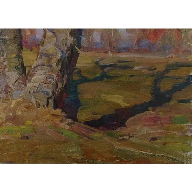 Impressionist Treelandscape Painting, Antique Soviet Art, 1960s 33-47 For Sale - Image 6 of 6