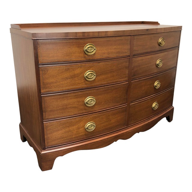 Drexel Inlaid Mahogany Bow Front 8 Drawer Dresser Chest Chairish