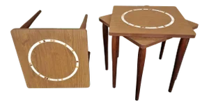 Vintage Mid-Century Modern Tile Mosaic Stackable Stacking Side Drink Tables - Set of 3