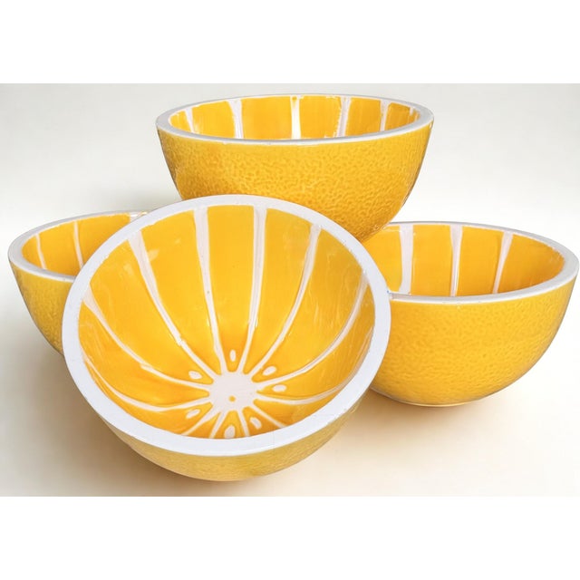 Majolica Style Vintage Lemon Motif Bowls - Set of Four For Sale - Image 15 of 15