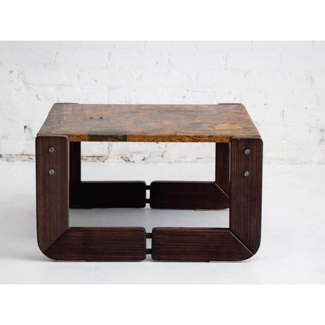 Percival Lafer Rosewood and Lacquered Copper Side Table by Percival Lafer For Sale - Image 4 of 11