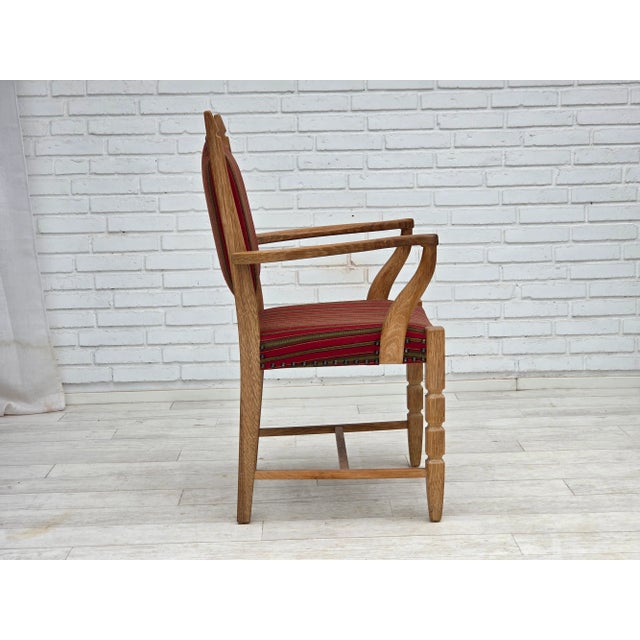 Danish Armchair in Red Wool and Oak, 1970s For Sale - Image 11 of 18