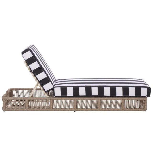 Gillian Chaise Lounge, Heather Tan/Black Stripe For Sale - Image 11 of 12